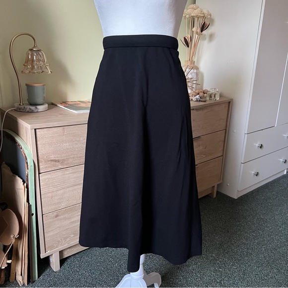Black Modest High-Waist Stretch Basic Casual A-Line Knee-Length Midi Skirt sz XL - Picture 12 of 16